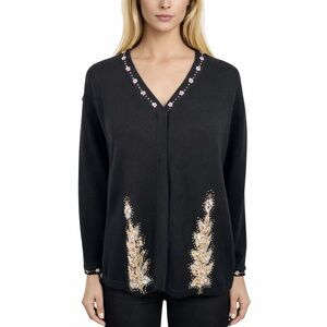 Storybook Knits Timeless Beauty Black Cardigan Sweater Beaded Holiday Size M
